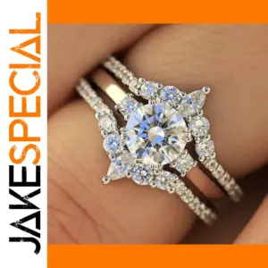 Silver Women's Cocktail Ring Set with Zircon