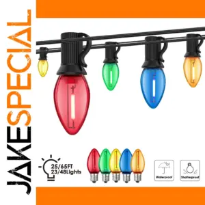 Vibrant Outdoor Christmas String Lights 25ft & 65ft