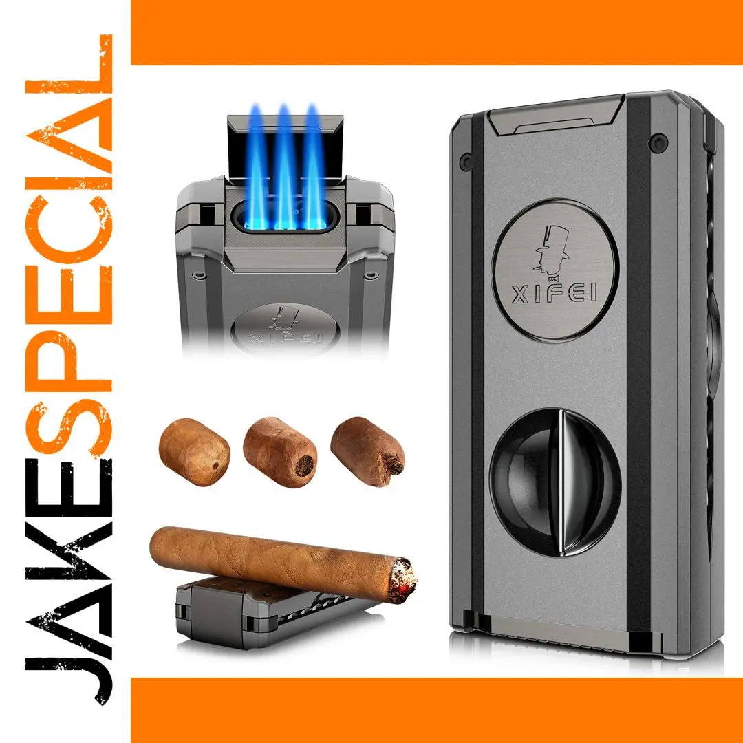 Sleek Metal Cigar Lighter with Multifunction Tools 1 Sleek Metal Cigar Lighter with Multifunction Tools