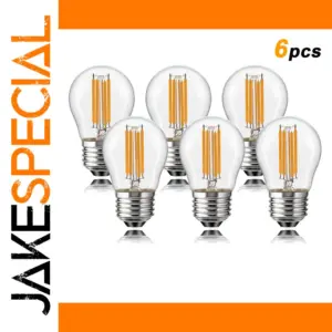 Vintage G45 LED Bulbs 6-Pack, 2700K Warm White