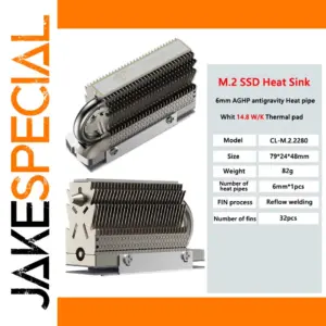 M.2 NVMe 2280 SSD Heatsink with Heat Pipe