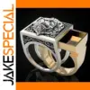 Men's Fierce Lion Head Punk Ring in Silver or Gold