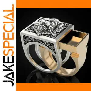 Men's Fierce Lion Head Punk Ring in Silver or Gold