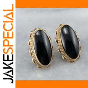 Black Stone Stud Earrings for Women