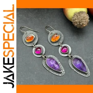 Vintage Water Drop Earrings with Faceted Stones