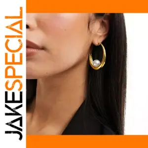 Stainless Steel Gold Pearl Drop Earrings