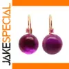 Gold and Purple Drop Earrings with Pink Zircon