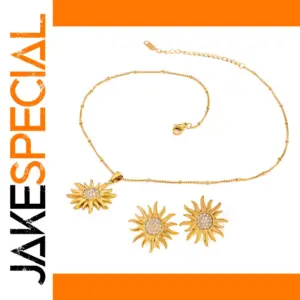 Stainless Steel Sun Necklace & Earrings Set