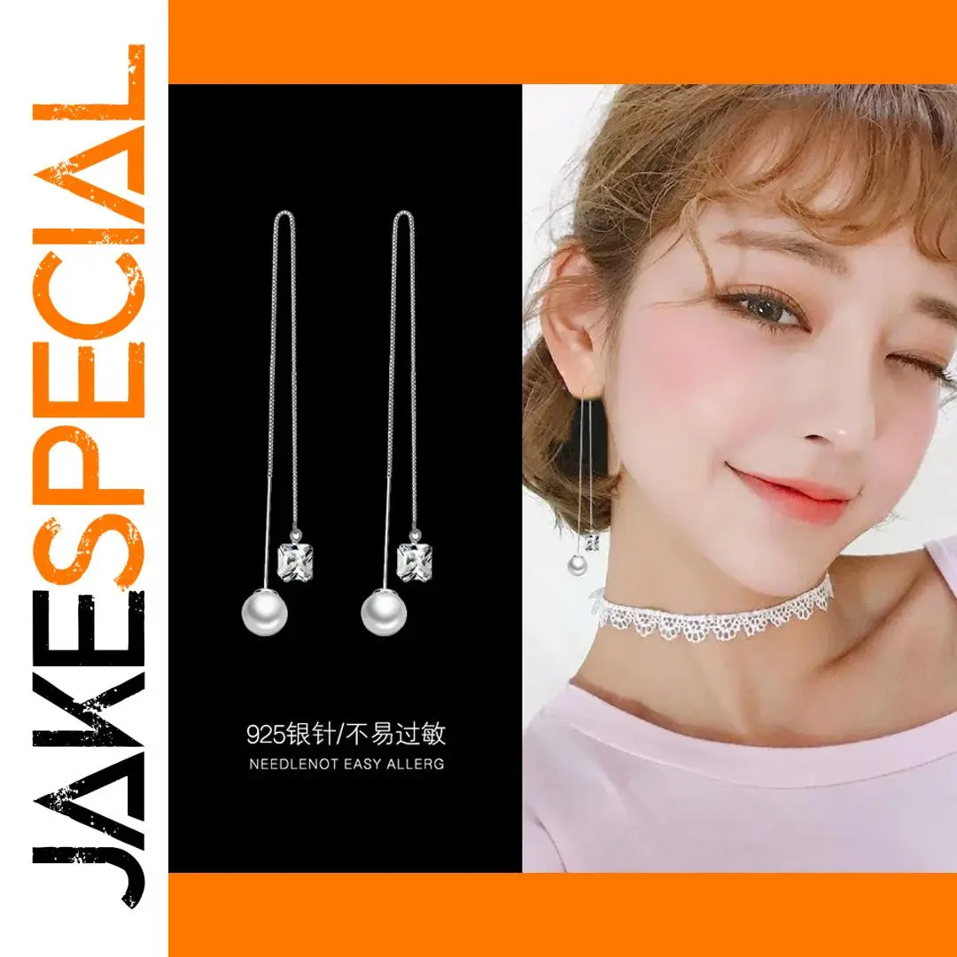 Silver Pearl Tassel Earrings for Women 1 Silver Pearl Tassel Earrings for Women