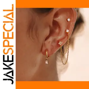 Stainless Steel Zircon Earrings Set with White Stones