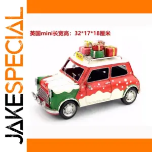 Vintage British Mini Car Model in Festive Colors