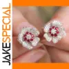 Silver Floral Stud Earrings for Women