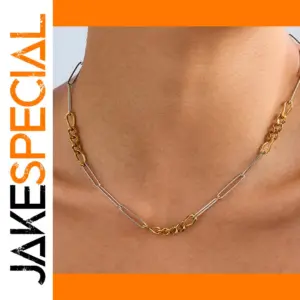 Two-Tone Stainless Steel Paper Clip Necklace