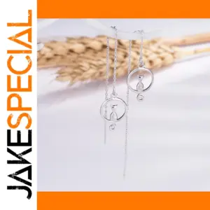 Moon and Cat Silver Earrings