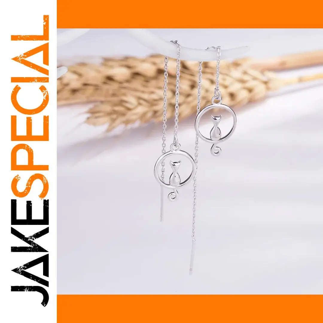 Moon and Cat Silver Earrings 1 Moon and Cat Silver Earrings