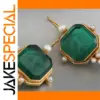 Vintage Green Stone Drop Earrings for Women