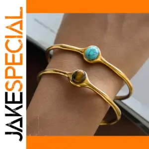 Stainless Steel Tiger Eye Cuff Bracelet