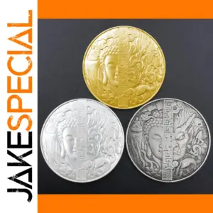 Chinese Buddha and Demon Copper Medallion