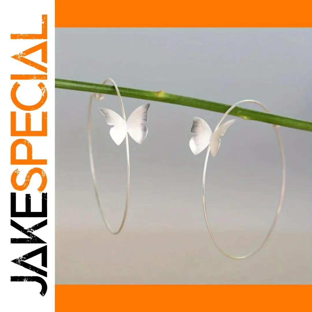 Silver Butterfly Hoop Earrings for Women 1 Silver Butterfly Hoop Earrings for Women