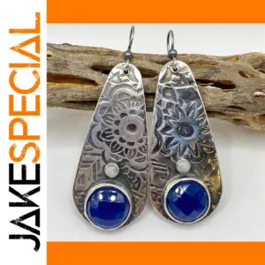 Vintage Silver-Color Long Dangle Earrings