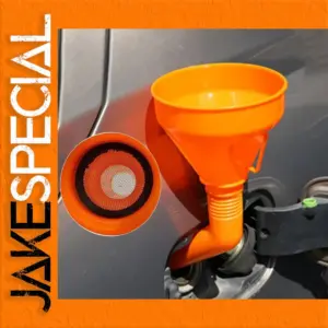 Bright Orange Fuel and Oil Funnel with Filter