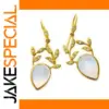 Waterdrop Dangle Earrings with White Stone Inlay