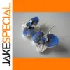 Blue Leaf Flower Drop Earrings for Women