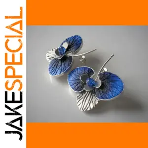 Blue Leaf Flower Drop Earrings for Women