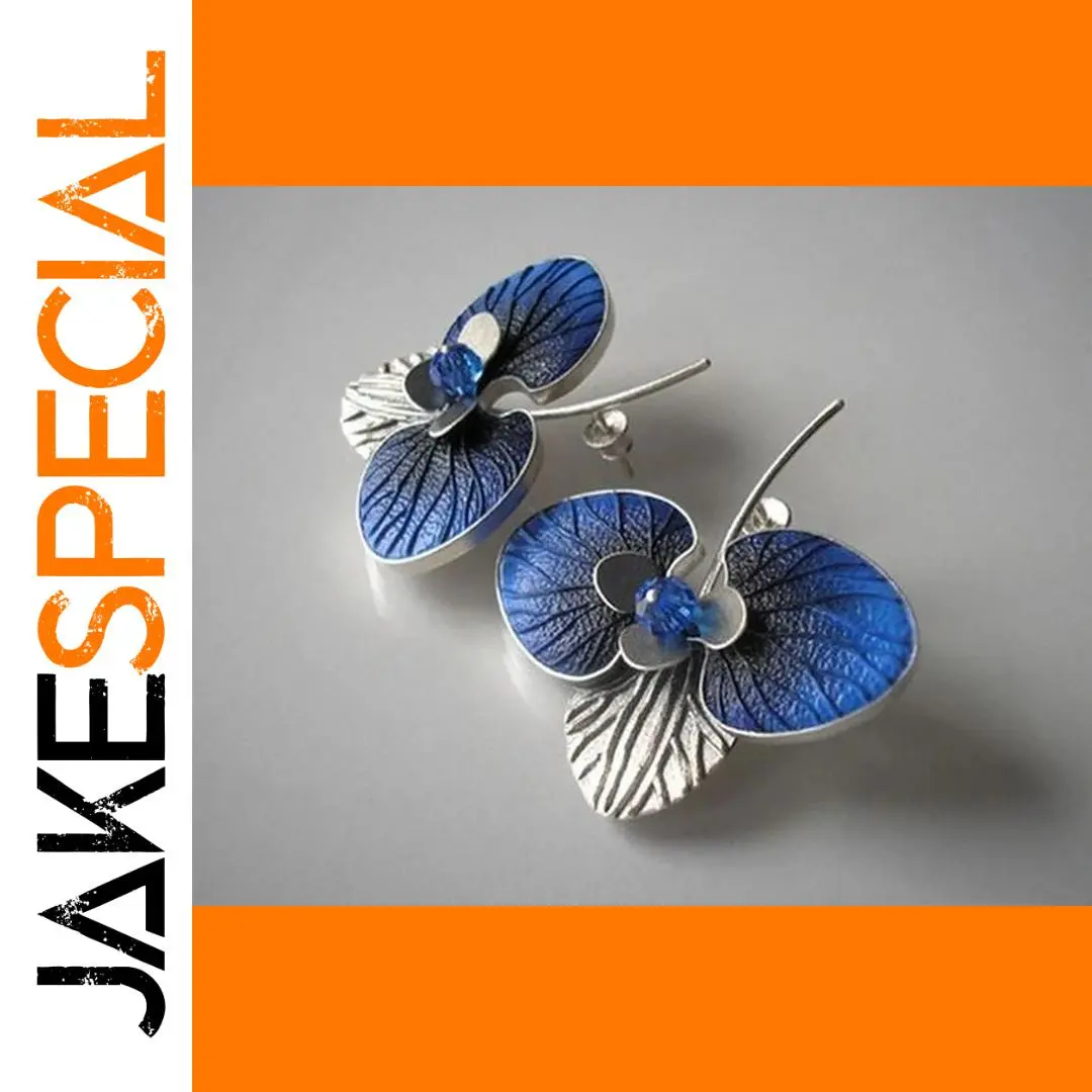 Blue Leaf Flower Drop Earrings for Women 1 Blue Leaf Flower Drop Earrings for Women