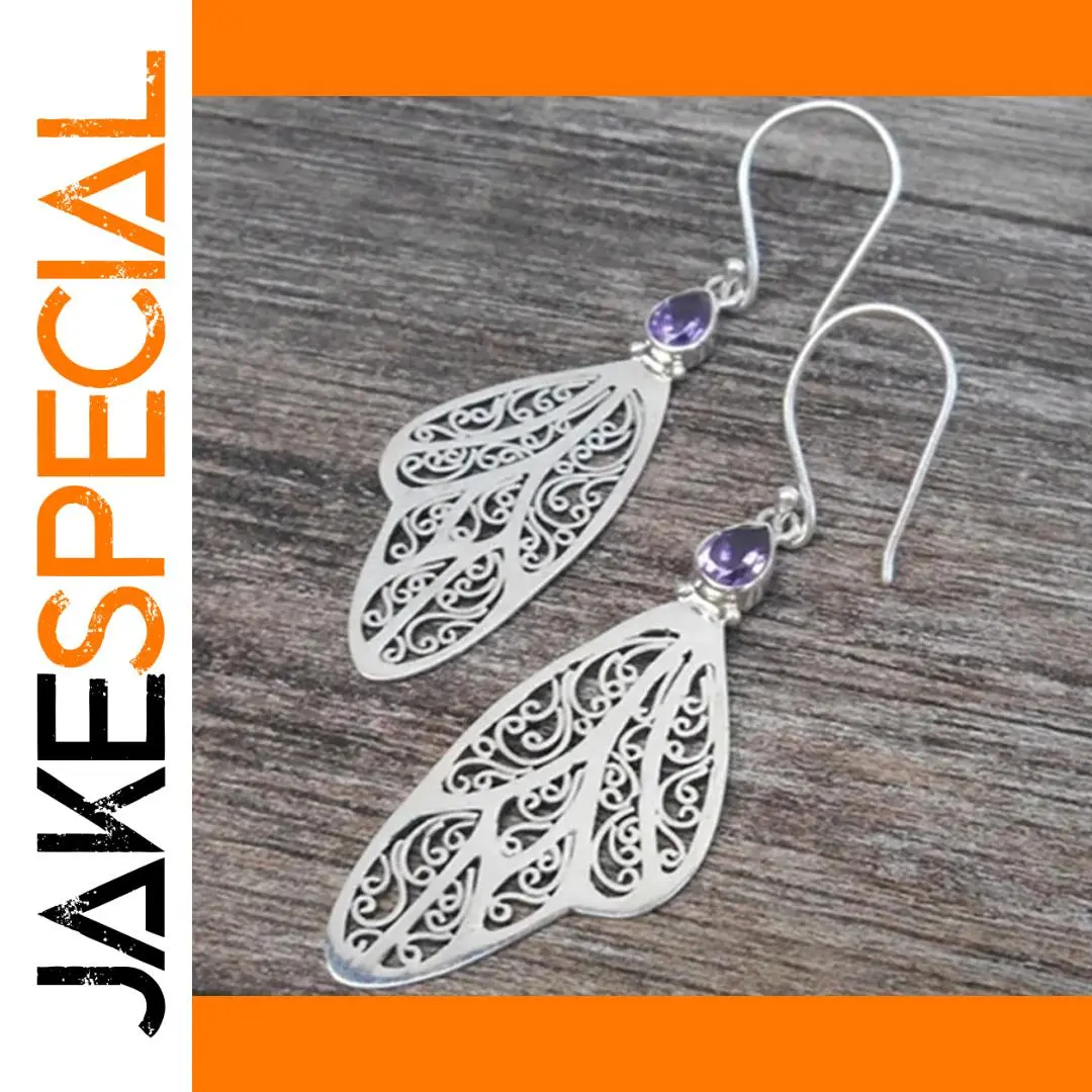 Vintage Silver Drop Earrings with Purple Zircon 1 Vintage Silver Drop Earrings with Purple Zircon