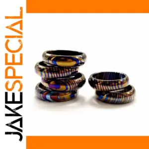 Titanium Damascus Ring Pendant with Colors