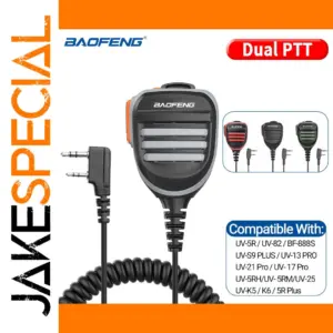 Durable Dual PTT Walkie Talkie Microphone