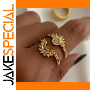 Stainless Steel Sun Moon Adjustable Ring