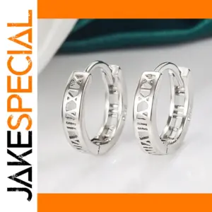 Silver Ethnic Hoop Earrings with Geometric Cut-Outs