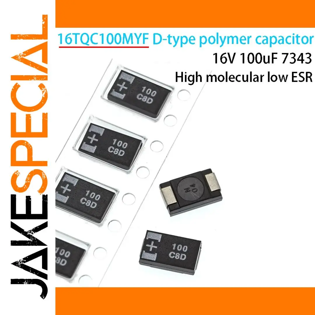 Set of Five 100μF 16V Polymer Tantalum Capacitors 1 Set of Five 100μF 16V Polymer Tantalum Capacitors