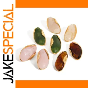 Irregular Resin and Gold Stainless Steel Earrings