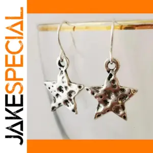 Silver Geometric Star Dangle Earrings for Women