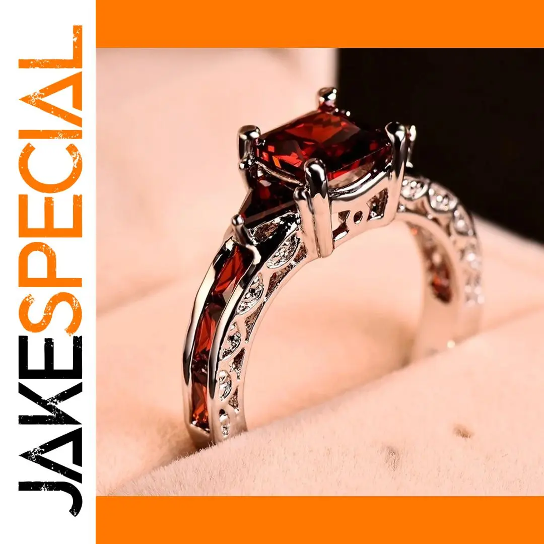 Red Square-Cut Zircon Cocktail Ring for Women 1 Red Square-Cut Zircon Cocktail Ring for Women