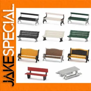 HO Scale Park Bench Collection (12 Pieces, Various Colors)