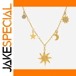Stainless Steel Celestial Necklace with Zirconia