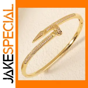 Gold-Tone Geometric Women's Bracelet with Crystals