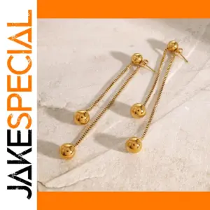 Gold Stainless Steel Dangle Earrings Model JDE2405017