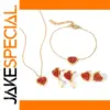 Romantic Heart Jewelry Set with Red Onyx