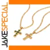 Stainless Steel Cross Necklace with Cubic Zirconia