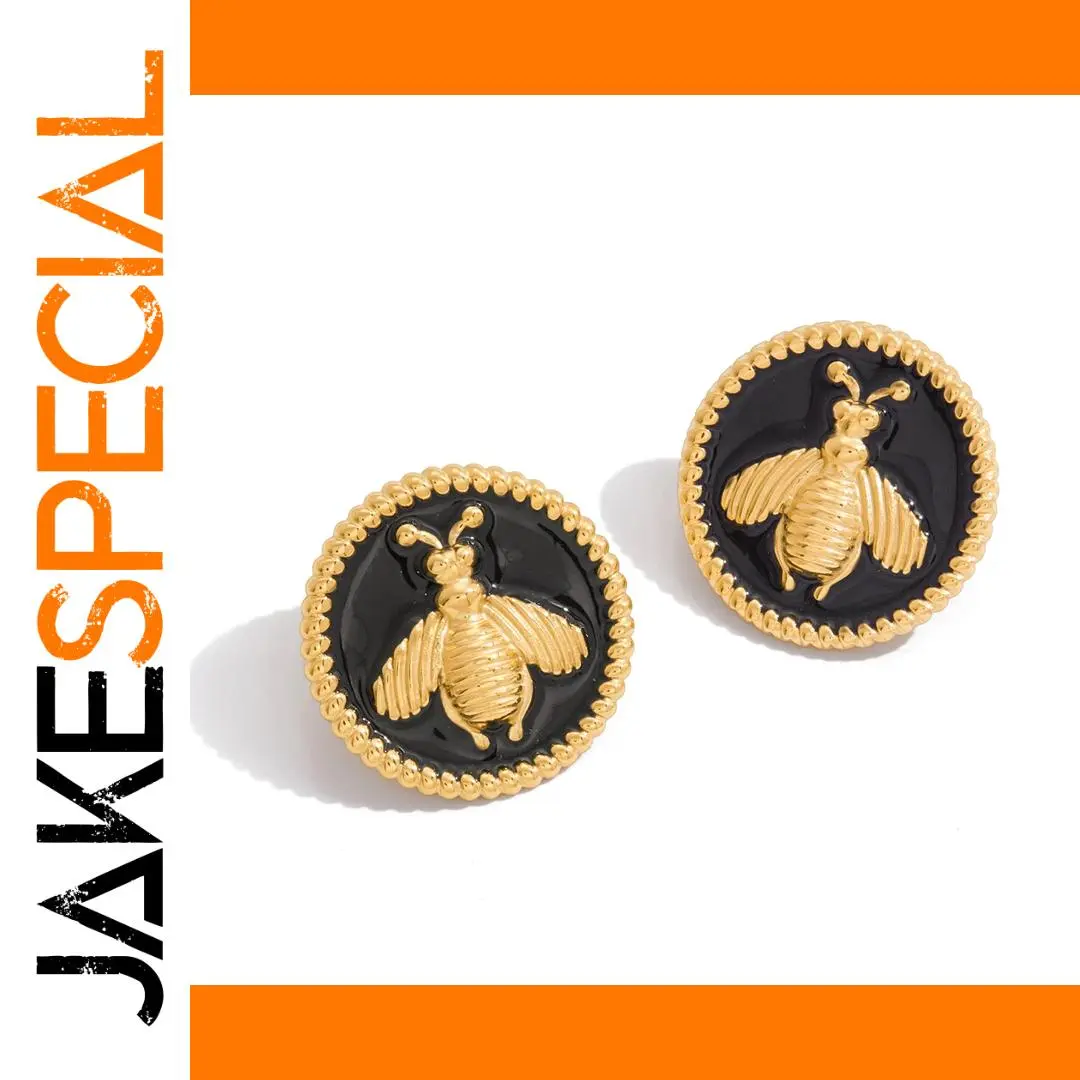 Stainless Steel Gold-Coated Bee Earrings 1 Stainless Steel Gold-Coated Bee Earrings