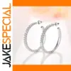 3cm Silver Zircon Hoop Earrings