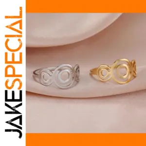 Double Circles Women's Ring in Silver or Gold
