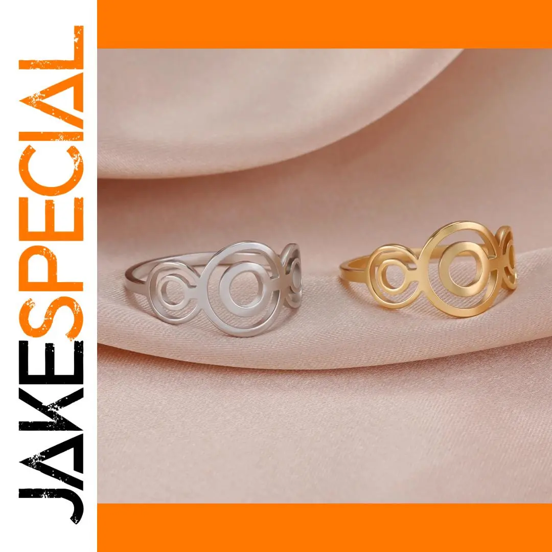 Double Circles Women's Ring in Silver or Gold 1 Double Circles Women's Ring in Silver or Gold