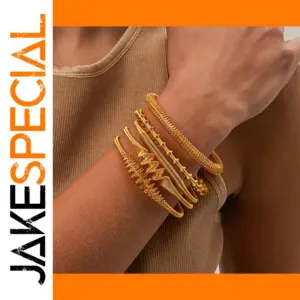 Gold-Tone Stainless Steel Open Bracelet Set