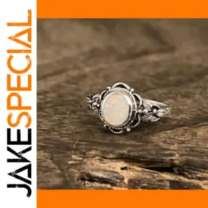 Vintage Silver Geometric Cocktail Ring with Iridescent Gem